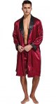 Men’s Satin Robe Lightweight Long Sleeve Silk Kimono Bathrobe with Shorts Set Sleepwear