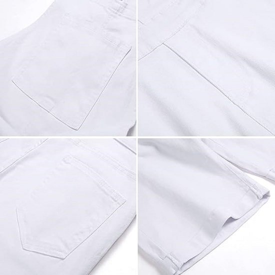 Mens Denim Shorts Bib Overalls Casual Summer Jumpsuit with Pockets